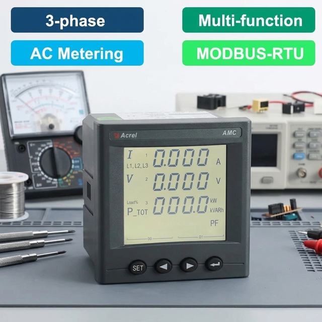High Accuracy 3 Phase RS485 96mm Digital Multifunction Meter 5A CT Connection Kwh Meter Industrial Class0.5