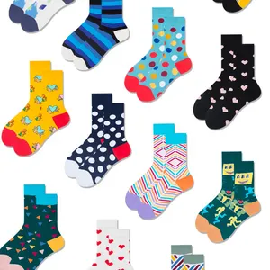 Uron Free Sample Custom Happy Funny Socks High Quality Cotton socks custom design OEM socks wholesale