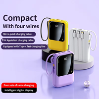Batterie externe compacte 20000 mAh 20W avec quatre câbles de charge rapide, chargeur portable, alimentation numérique grande capacité