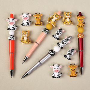 Cuentas con Forma de Animales Adorables para Decoración de Bolígrafos, Diseño de Vaca, Cebra, Jirafa y Leopardo, Suministros de Manualidades 3D Coloridos - Product Image 1