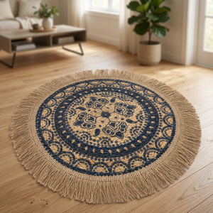 Hometex Handwoven Natural Jute Braided Area <b>Rug</b> with Bohemian Pattern <b>Washable</b> for Modern Home Decor - Product Image 5