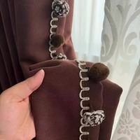 Ensemble de 2 rideaux occultants en chenille brun chocolat Vanessa, doux et isolants thermiquement, pour chambre à coucher et salon