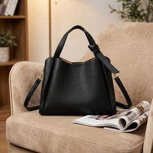 Sac seau en cuir PU noir imperméable, sac à bandoulière, sac à main, sac bandoulière pour les trajets quotidiens, les soirées et les voyages - Product Image 6