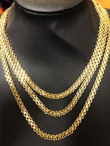 BMZ 2 Years <strong>Guarantee</strong> Real Gold Ion Plating 18K Gold 24 Inches Flower <strong>Chains</strong> 60*0.6cm Knitted Flower Necklace 3 Sizes - Product Image 3
