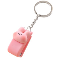 Tragbarer kleiner manueller Plastik buch hefter mit Schlüssel bund Student Office-Preisen Netter Cartoon-Mini-Hefter