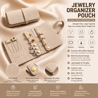 Organisateur de bijoux en daim de voyage pliable, petit format, pour fournitures professionnelles, avec logo personnalisé, étui à bijoux en microfibre