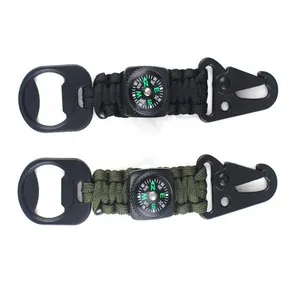 Factory Spot Wild Survival Mountaineering Keychain Outdoor Survival Compass Multi-function Key Chain Bottle Opener