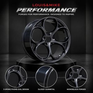 Nouvelle jante de voiture LM en alliage d'aluminium forgé à 5 branches, finition Gunmetal brillant, concave profond, logo personnalisé, 18-22 pouces - Product Image 1