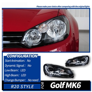 Feux avant pour <span class=keywords><strong>Volkswagen</strong></span> <span class=keywords><strong>Golf</strong></span> 6 MK6 2009-2013, ensemble de phares LED R20 DRL, clignotants séquentiels - Product Image 5