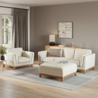 Canapé en tissu lin de luxe moderne, base en bois massif, taille personnalisable, canapé 1 place, mobilier de salon minimaliste, style Japandi