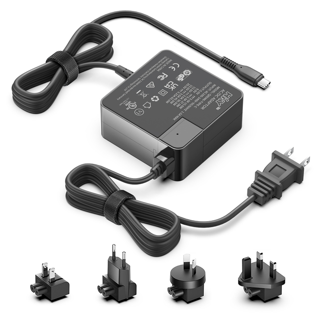 USB Type-C Charger 65W USB C International Laptop Power Adapter for Macbook Laptop Adapter Charger Type c with Extended Cable