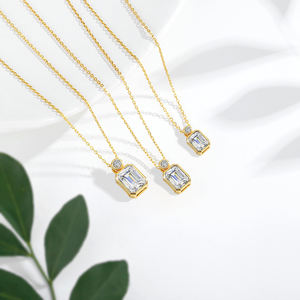 Liontin Perhiasan Emas 14K Berongga <span class=keywords><strong>2</strong></span> Karat 3 Karat 4 Karat Potongan Zamrud Moissanite Putih Berlian Emas Kalung Wanita - Product Image 3