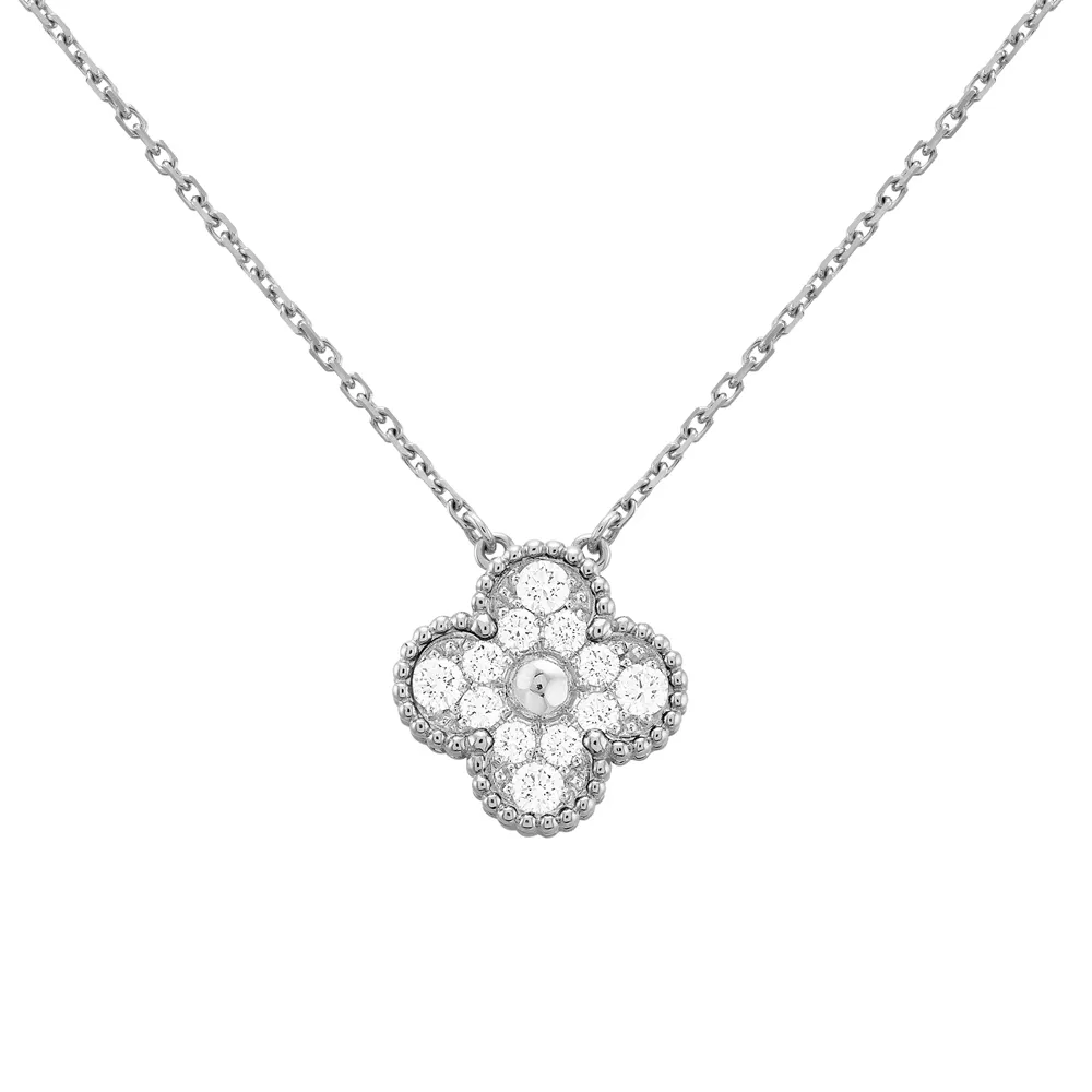 Hot Selling Charm Necklace Fashion Style Silver 18K Gold Rose Gold Four Leaf Clover Jewelry Flower Design Necklace