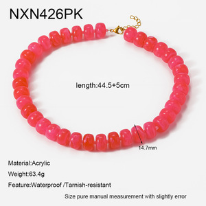 Collier tendance <span class=keywords><strong>Bohu</strong></span> pour femme, perles rondes en acrylique multicolores, grand collier à superposer pour l'été et la plage, bijoux pour femmes - Product Image 4