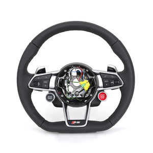 Volant de voiture en cuir perforé style RS avec bouton de démarrage pour <span class=keywords><strong>AUDI</strong></span> Q3 Q5 TT TTRS RS3 <span class=keywords><strong>RS4</strong></span> S3 S4 S5 R8 - Product Image 1