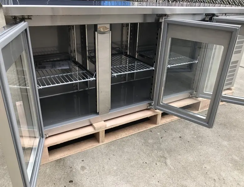 3 Glastüren Unterbank Vitrine Kühlschrank/Werkbank Gefrier schrank/Unterbau kühler/Kühlers chrank