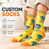Chaussettes Jacquard Jaune Mi-Mollet Personnalisées, Motif Tricoté Entièrement Illustré, Chaussettes en Coton Doux pour Tenue Décontractée