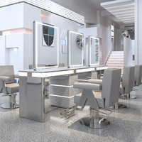 Miroir de salon de coiffure haut de gamme Table de miroir de salon de coiffure Table de miroir de repassage et de teinture spéciale en acier inoxydable