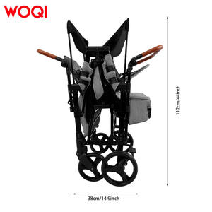 Cochecito Plegable para Bebé WOQI, 90x63x112 cm, Marco de Metal Gris, Todoterreno, con Bolsa de Almacenamiento y Mango Ajustable - Product Image 2