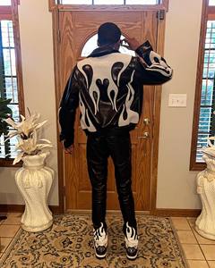 Áo Khoác Da Unisex Moto Bộ Sưu Tập Hàng Đầu Xu Hướng Dài Thời Trang Áo Khoác Với Thêu Áo Khoác Da - Product Image 3