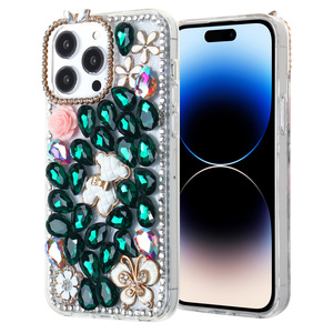Luxury Shiny TPU+PC+Glass Diamond Crystal Rhinestone Bling Clear <b>Cute</b> Cartoon <b>Bear</b> 3D Handmade Design Mobile Phone Case - Product Image 1