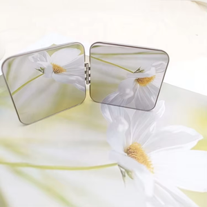 Kép Side thép không gỉ trang điểm Túi gương nhỏ có thể gập lại Du Lịch Mỹ phẩm gương Magnifying Tính năng cá nhân - Product Image 6