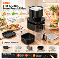 Friteuse à air multifonction 3-en-1 JingXin Factory 180 °   Appareil de cuisson électrique Flip Air Fry Steam Pan Fry
