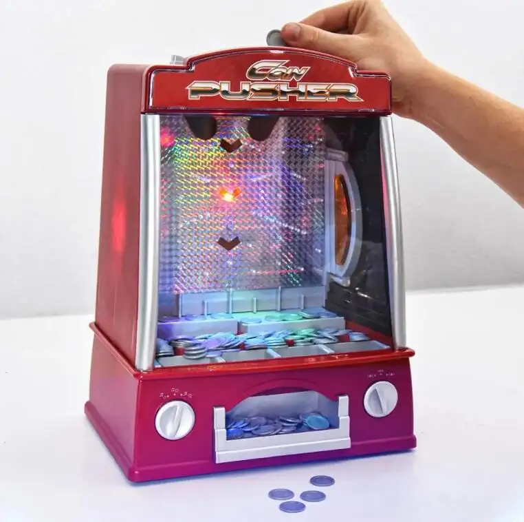 Лидер продаж, миниатюрная Классическая аркадная игра на батарейках, электрическая игрушка, мигающая монетница, игровой автомат с подсветкой Музыки