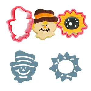 추수 감사절 허수아비 해바라기 비스킷 퐁당 반죽 클레이 커터 금형, 쿠키 커터 및 쿠키 장식, 로얄 아이싱 - Product Image 1