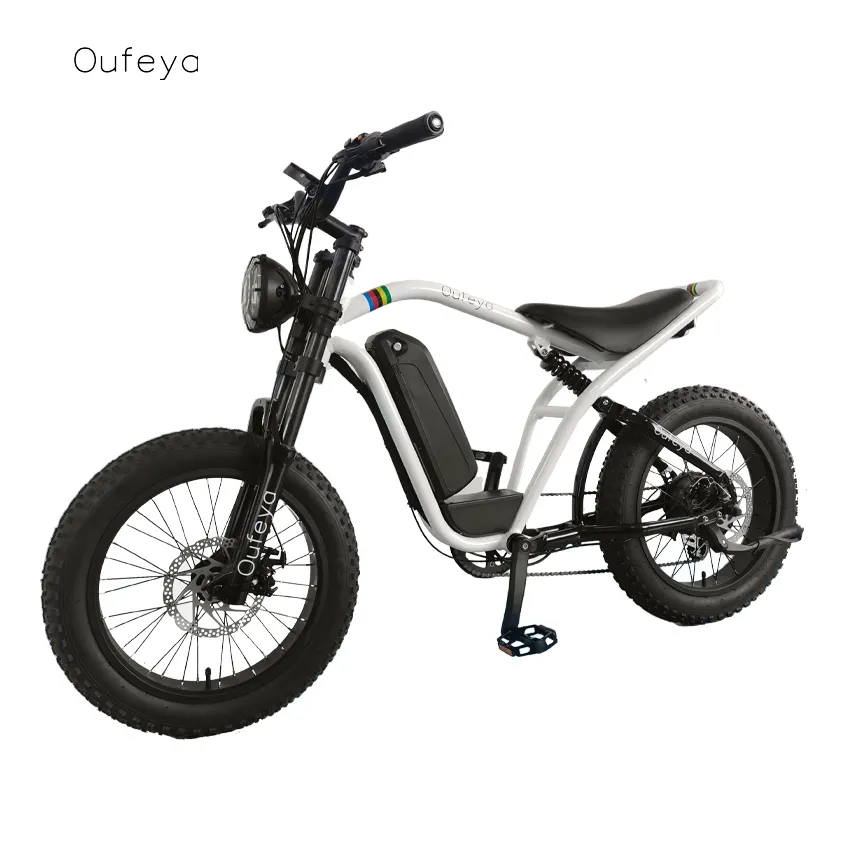 Oufeya Sepeda Pantai Elektrik, 350 500W 750W Sepeda Motor Elektrik 20 Inci Sepeda Penjelajah Pantai Chopper