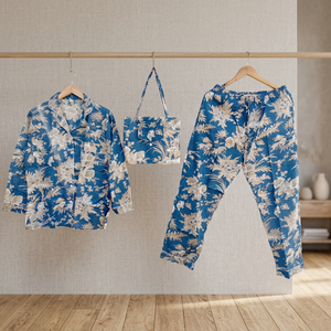 Night <b>Suit</b> Bag Elegant Front Logo Women's Aesthetic Soft 100% Cotton Printed <b>Pajama</b> Set Summer/Winter Swimwear - Product Image 2