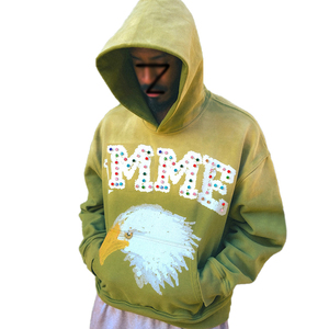 Sudaderas con Capucha <span class=keywords><strong>Ventor</strong></span> 100% Algodón con Pedrería, Sudaderas de Algodón Grueso con Efecto Desgastado por el Sol y Lavado Ácido Vintage para Hombre - Product Image 1