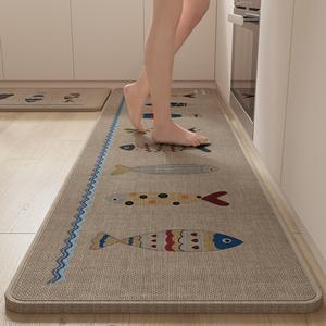พรมปูพื้นครัวลายทอเก๋ไก๋ รูปทรงสี่เหลี่ยมผืนผ้า กันลื่น ลายผ้าลินินเทียม ลวดลายแปลกใหม่ ซักเครื่องได้ หนานุ่ม ซึมซับน้ำได้ดี - Product Image 1