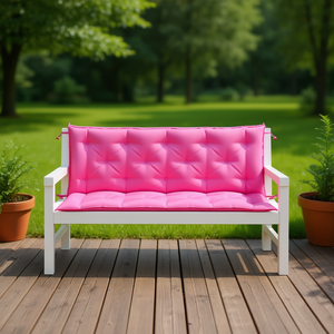 Set di Cuscini per Panchina da Giardino Rosa, Rettangolari, Trapuntati, Rimovibili, Lavabili, per Tutte le Stagioni, Imbottitura 100% Fibra di Poliestere - Product Image 2