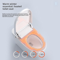 Ensemble de toilettes intelligentes P-Trap avec bidet, montage au sol, siège chauffant en céramique électrique avec télécommande, drainage inclus
