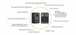 <span class=keywords><strong>AES</strong></span> 265 шифрование GPS WIFI Body Camera X6B с ИК ночным видением для записи на открытом воздухе и в помещении - Product Image 6