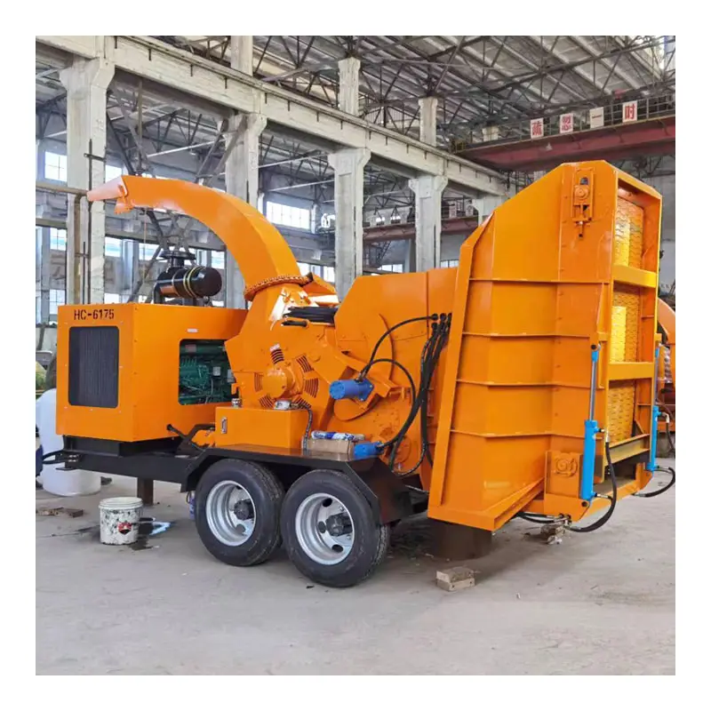 DIESEL gỗ chipper 10 tấn mỗi giờ công nghiệp lớn thủy lực cho ăn cây chi nhánh gỗ chipper máy