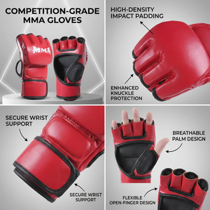 Guantes de Boxeo Profesionales de Cuero de Grano Completo con Cierre de Gancho y Bucle, Medios Dedos, para Muay Thai, Kickboxing, Artes Marciales y Boxeo - Product Image 2
