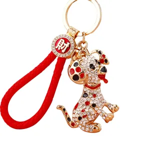 Fashion Jewelry Rhinestone Unisex Luxury Metal Accessories Cartoon Cute Crystal Diamond Dog Car Metal Cute Animal Key Chain