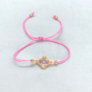 LC20240954 Joyería de Moda al por Mayor, Hecha a Mano, Ajustable, para Niñas y Mujeres, con Dije de Trébol de Cuatro Hojas, Cuerda de Macramé - Product Image 2