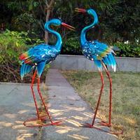 Statue d'heron en fer peinte à la main, élégante grue en métal, décoration de jardin, sculpture d'oiseau d'extérieur résistante à la rouille, nature