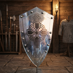 Escudo Templario Cruzado de Metal, Listo para la Batalla, 28 Pulgadas - Product Image 3
