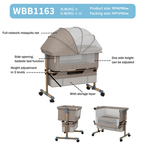 <span class=keywords><strong>Culla</strong></span> Elettrica Multifunzionale con Tre Posizioni di Altezza Regolabile, Zanzariera, Cestino Portaoggetti e Ruote - Product Image 2