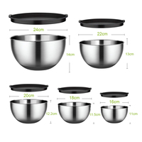 Ensemble de bols à salade et à mélanger en acier inoxydable de 1,5 qt à 5,0 qt avec 3 râpes, couvercles hermétiques et base en silicone