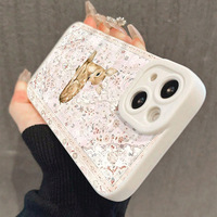 Coque de téléphone portable en TPU avec impression de cerf mignon et de fleurs, protection de l'objectif de l'appareil photo, pour iPhone X Xr Xs 11 12 13 14 15 16 17 Pro Max