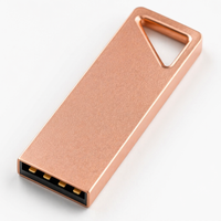 Flashdisk Rose Gold USB 2.0, Pen Drive Logam Paduan Seng, Memory Stick Kecepatan Tinggi, Desain Gantungan Kunci Segitiga