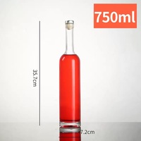 Bouteilles de vin et de liqueur en verre super flint transparent, capacité 200ml, 375ml, 500ml, 750ml, 1000ml, bouchon en liège, sérigraphie, logo personnalisé, CE