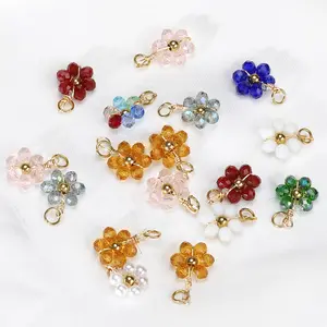 B4520 Crystal daisy charm pendant cute flower necklace stainless steel pendant for jewelry diy