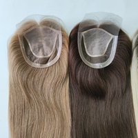 Topper Rambut Asli PU Edge Silk Base Lace, Hairpiece Buatan Tangan untuk Wanita, Solusi Kerontokan dan Penipisan Rambut, Grosir Tersedia