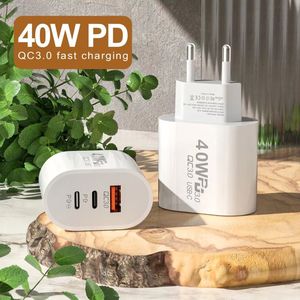 US EU <b>Plug</b> PD 40W Super Fast Charging USB <b>C</b> Wall <b>Charger</b> Power Adapter for Universal Mobile Phone - Product Image 2